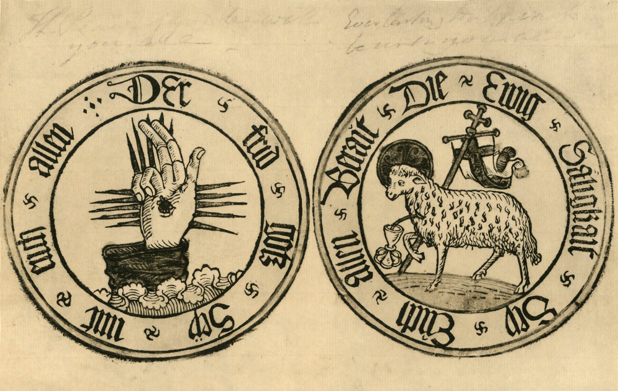 De Hand van God en Agnus Dei, 1915 door Unbekannt