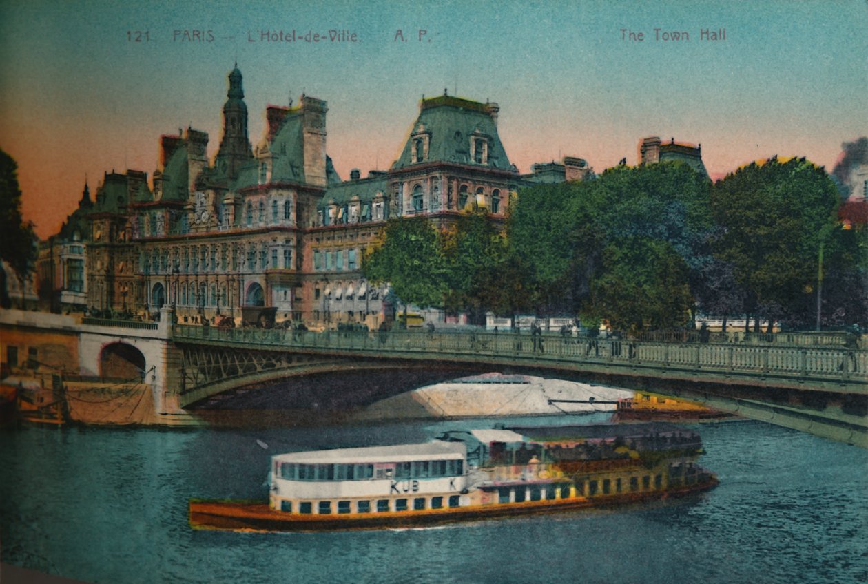 Het stadhuis, Parijs, ca. 1920 door Unbekannt