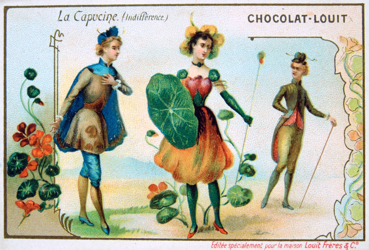 De taal van bloemen, Oost-Indische kers, Onverschilligheid, ca. 1900 door Unbekannt