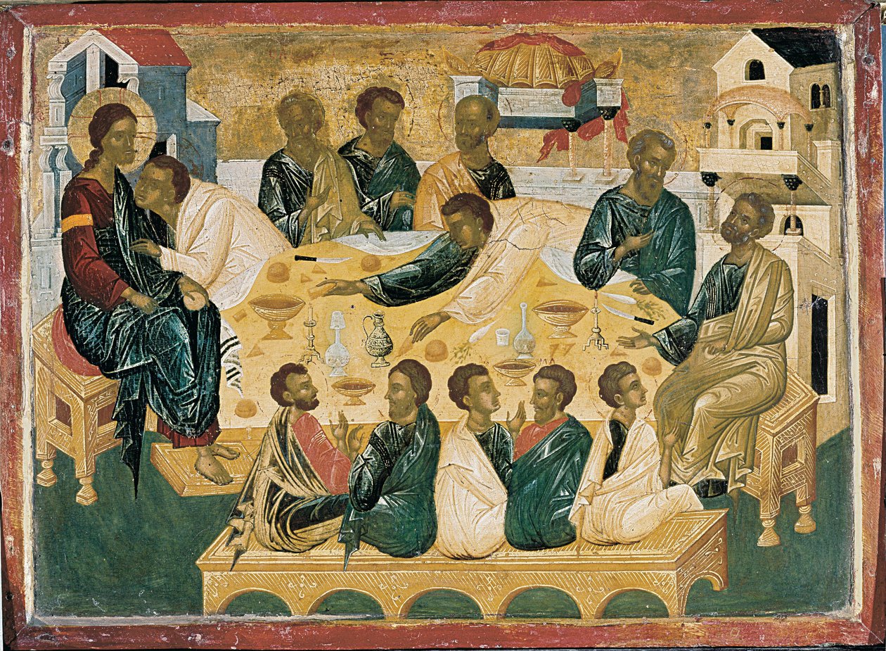 Het Laatste Avondmaal, Byzantijns icoon. door Unbekannt