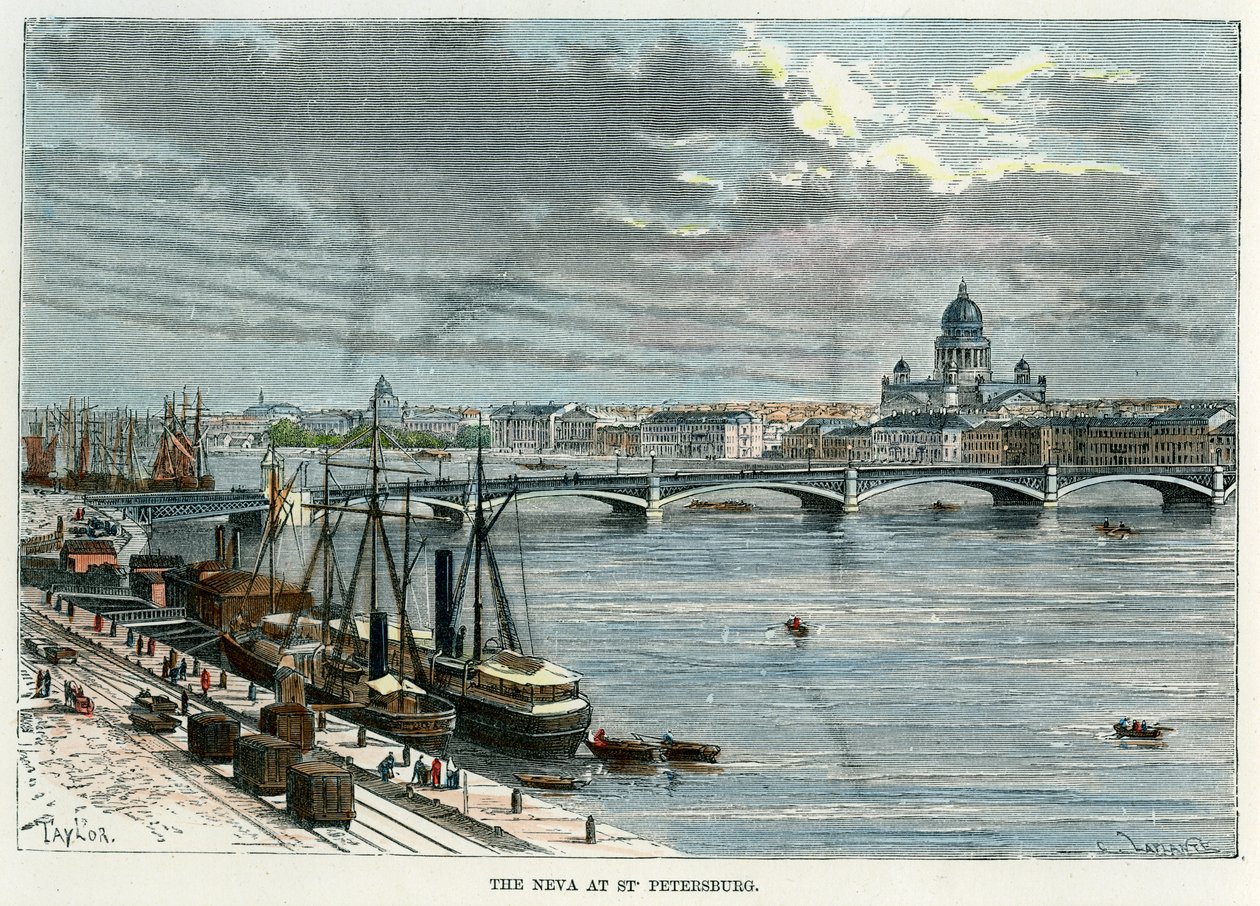De Neva in Sint-Petersburg, Rusland, ca. 1880 door Unbekannt