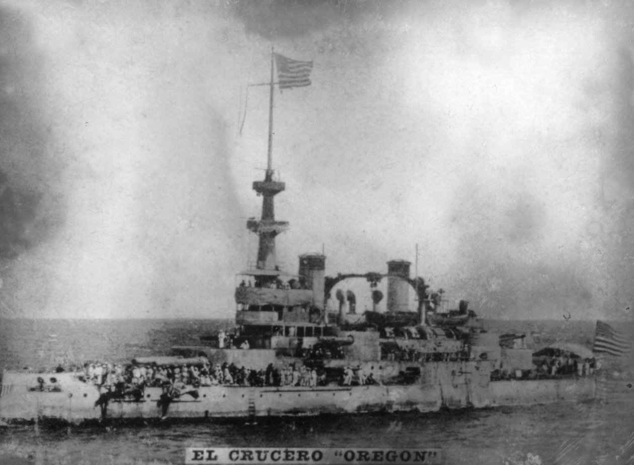 Het slagschip Oregon, 1898 door Unbekannt