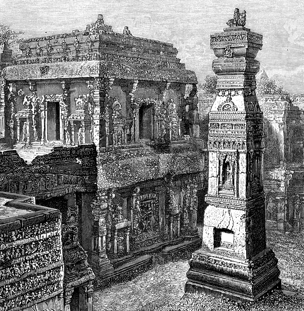Het Paleis van Kailash, Ellora, India door Unbekannt
