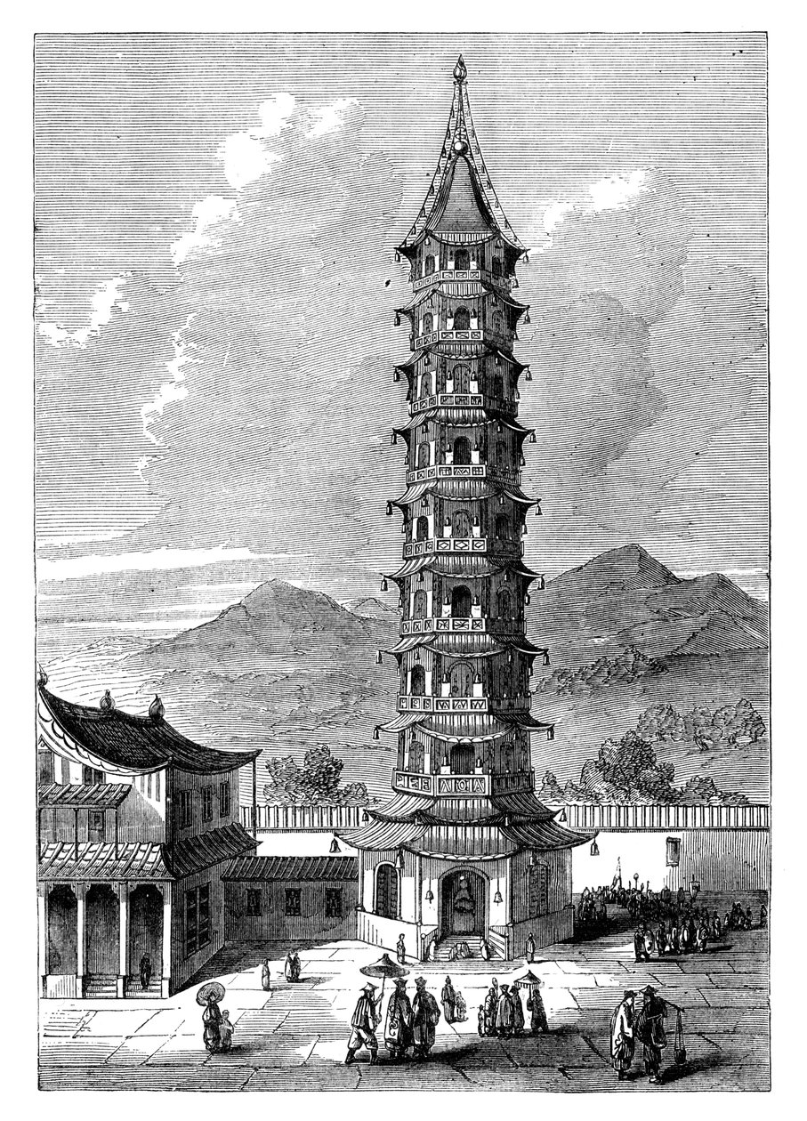 De Porseleinen Toren van Nanjing, China, ca. 1895 door Unbekannt