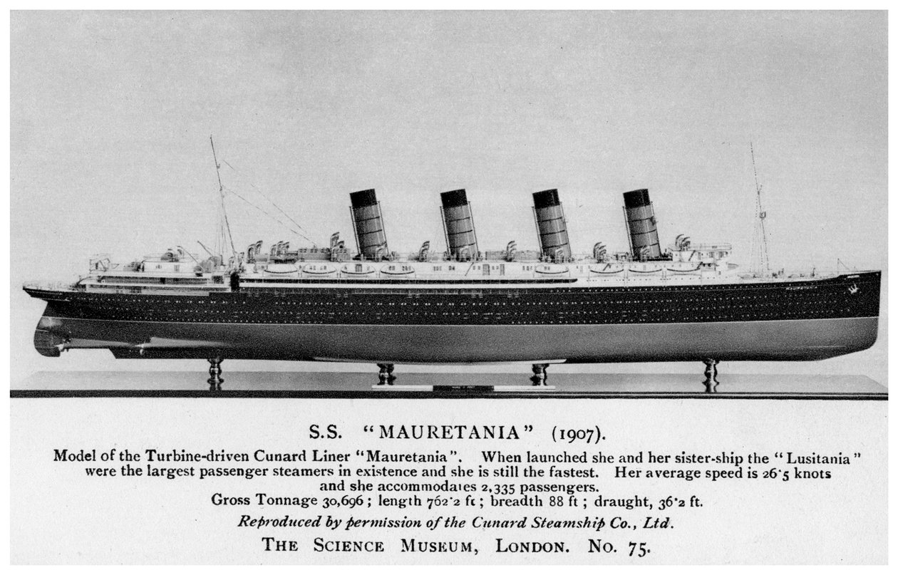 De RMS Mauretania, 20e eeuw door Unbekannt