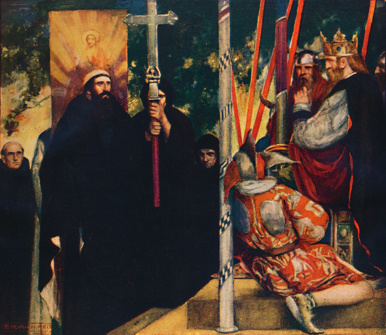 De ontvangst van Sint Augustinus door Ethelbert door Unbekannt