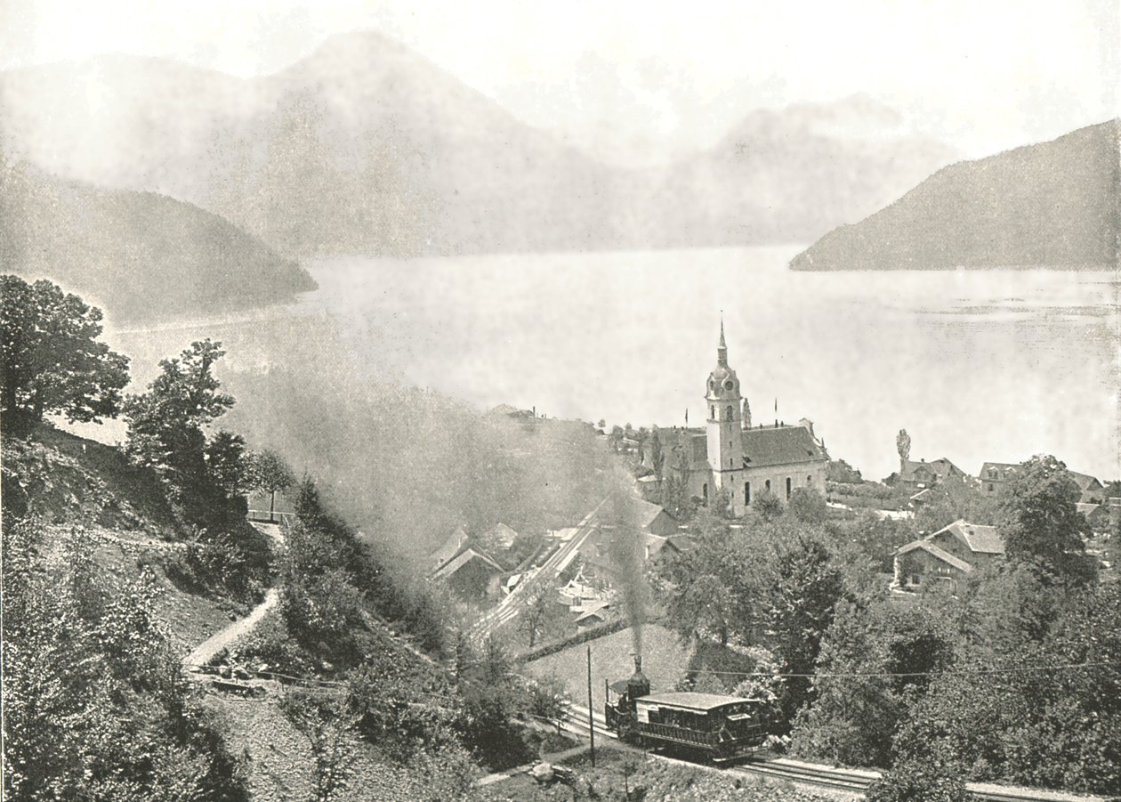 De Rigi-spoorweg, Vitznau, Zwitserland door Unbekannt