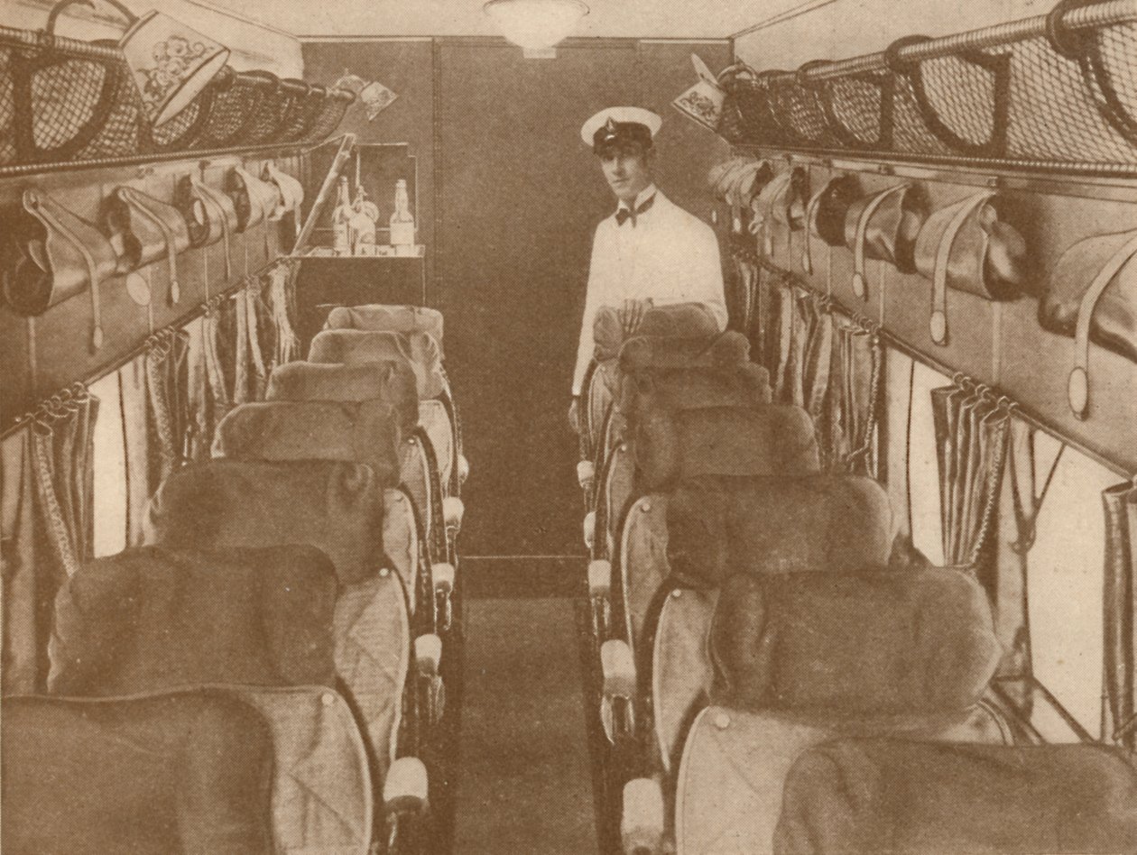 De salon van een Londen-Parijs vliegtuig, 1927 door Unbekannt