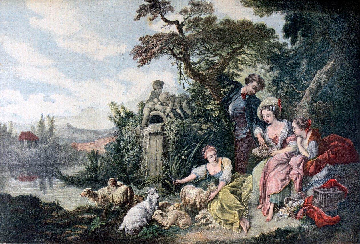 Het geschenk van de herders, of Het nest, 1892 door Unbekannt