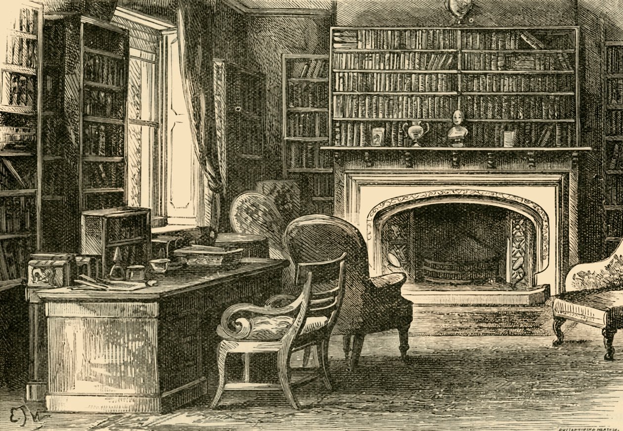 De studeerkamer in Hawarden, 1898 door Unbekannt