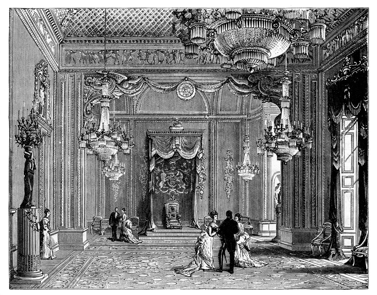 De troonzaal, Buckingham Palace, 1900 door Unbekannt