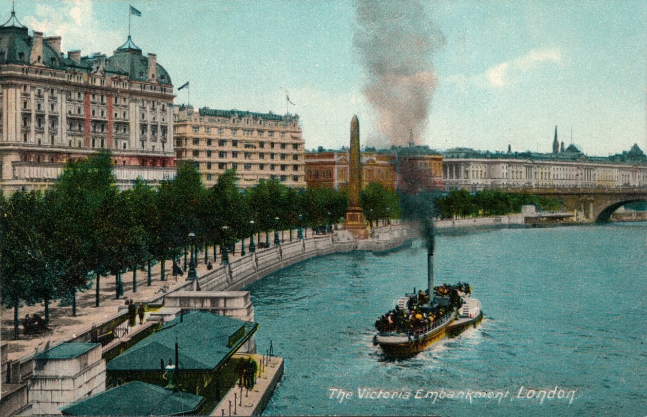 De Victoria Embankment, Londen, 1907, ca. 1900-1930 door Unbekannt