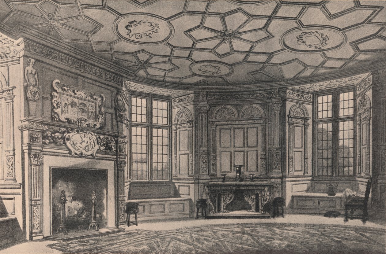 De ronde eetkamer, Longford Castle, Wiltshire, 1915 door Unbekannt
