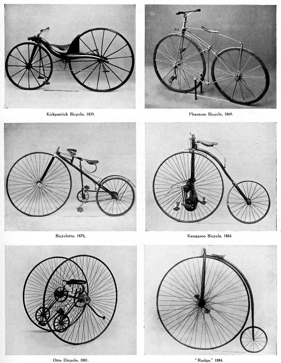 De evolutie van de fiets, 19e eeuw, ca. 1920 door Unbekannt