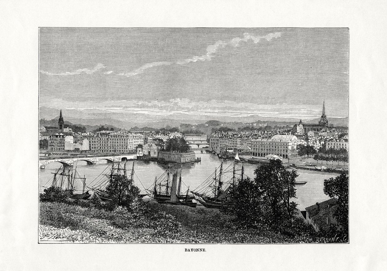 De haven van Bayonne, Frankrijk door Unbekannt