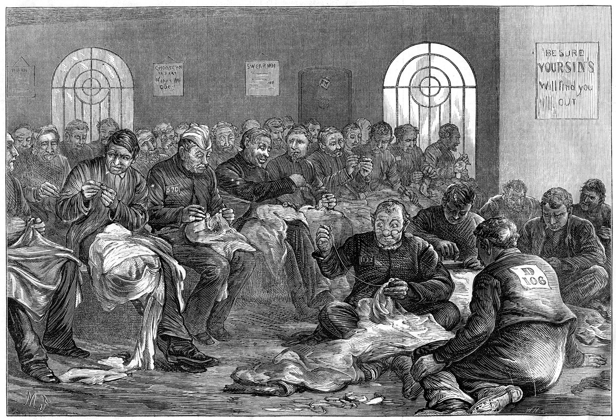De naaldkamer, Clerkenwell Gevangenis, Londen, 1874 door Unbekannt