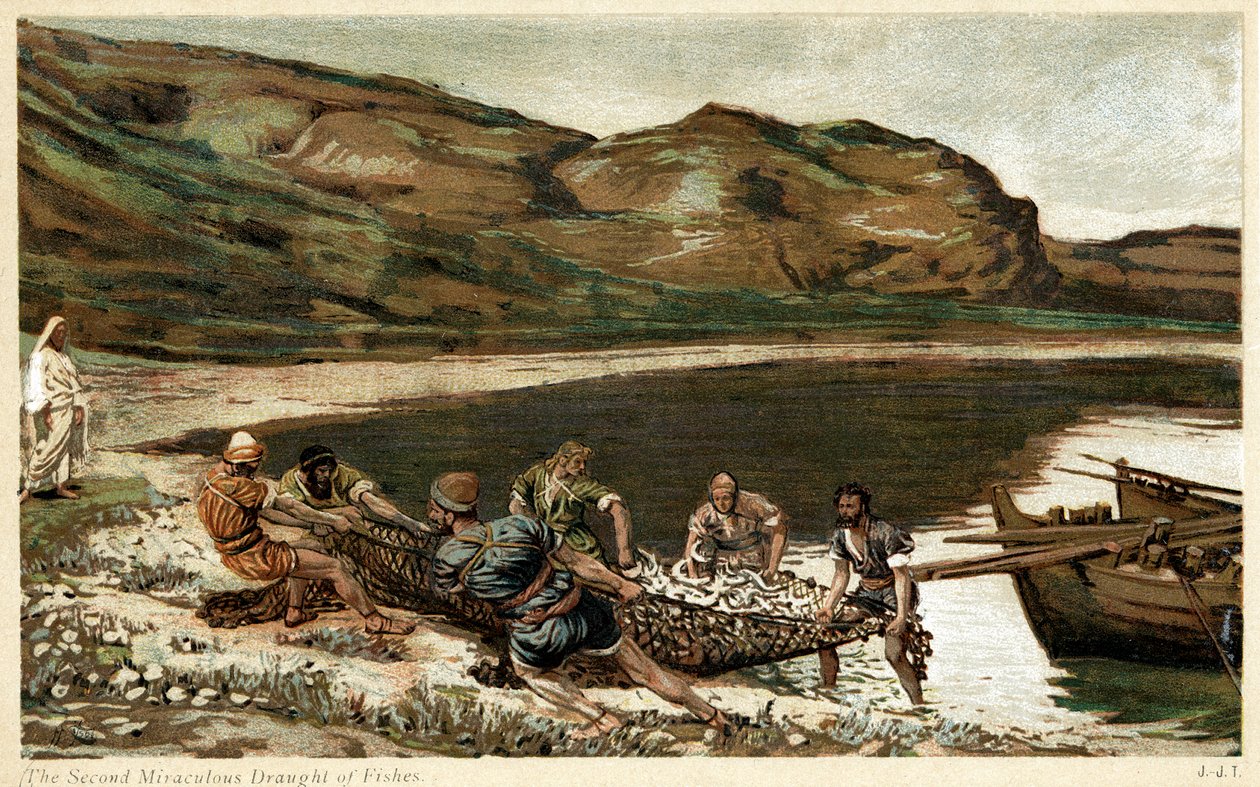 De tweede wonderbaarlijke visvangst, ca. 1890 door Unbekannt