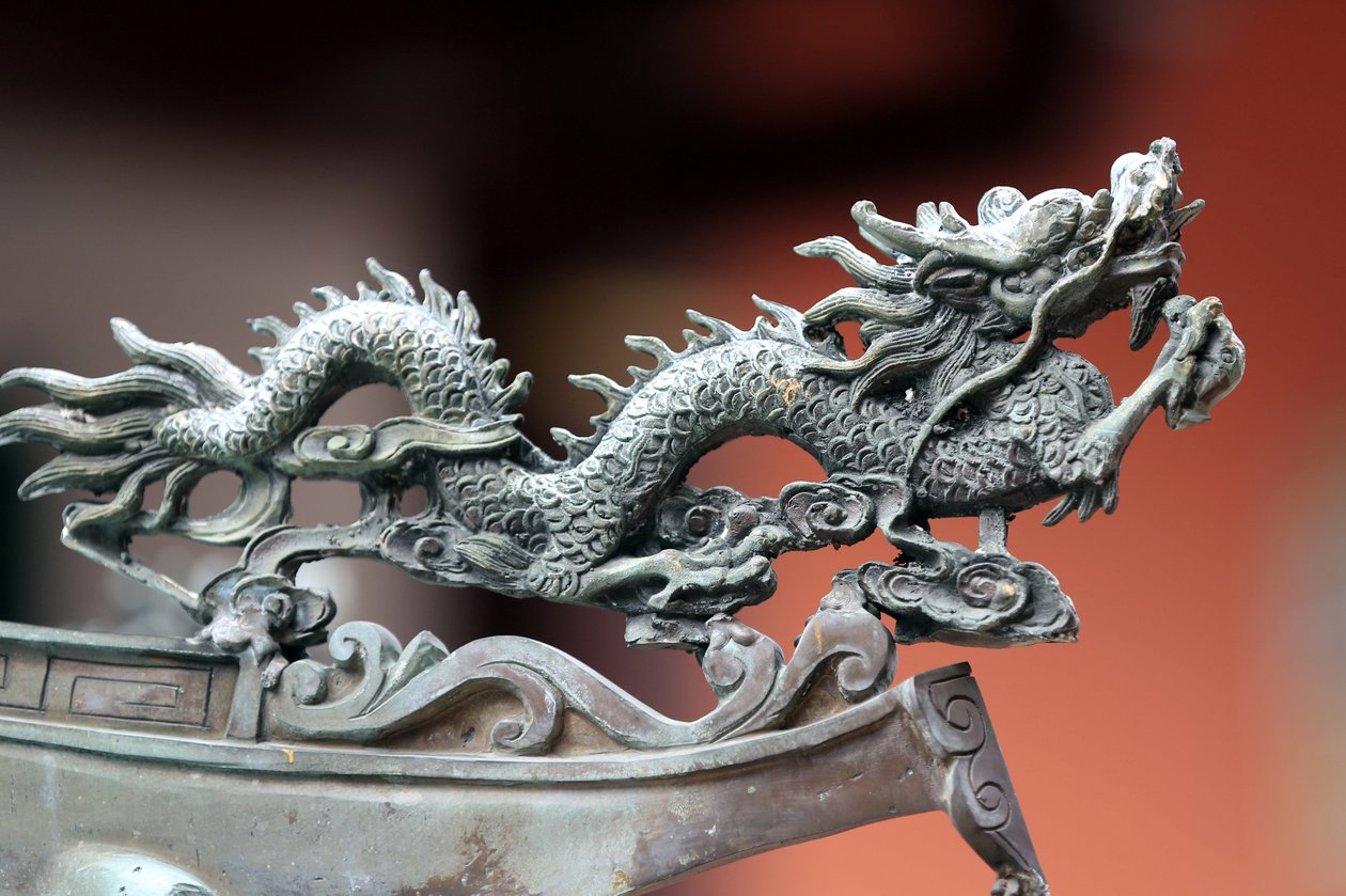 Thian Hock Keng Tempel. Draak. Singapore door Unbekannt