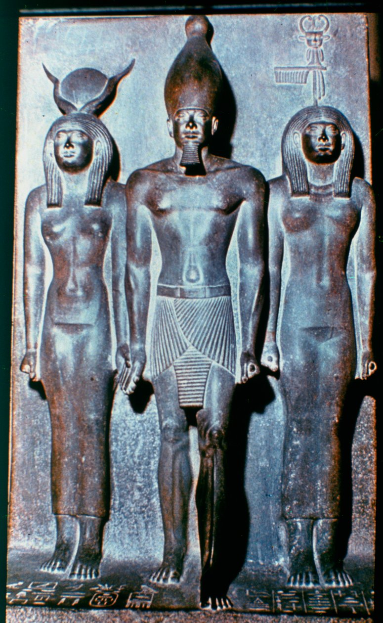 Drie Egyptische figuren, Egypte, 2600 v.Chr. door Unbekannt