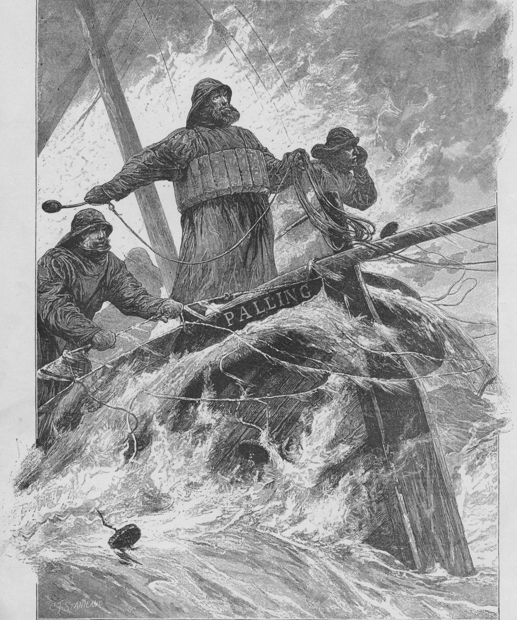 Het werpen van de reddingslijn, 1890 door Unbekannt
