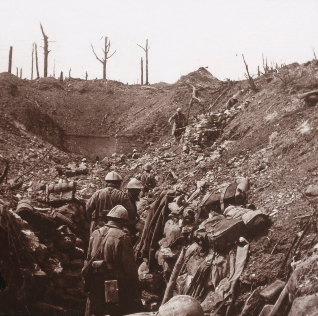Loopgraven, Fort Vaux, Noord-Frankrijk, ca. 1914-1918 door Unbekannt