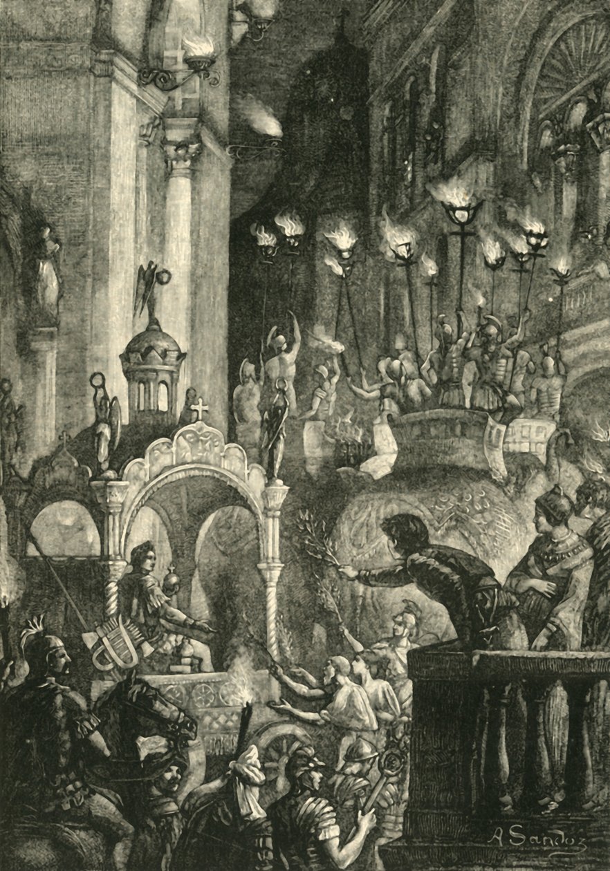 Triomf van Heraclius in Constantinopel, 629AD, 1890 door Unbekannt