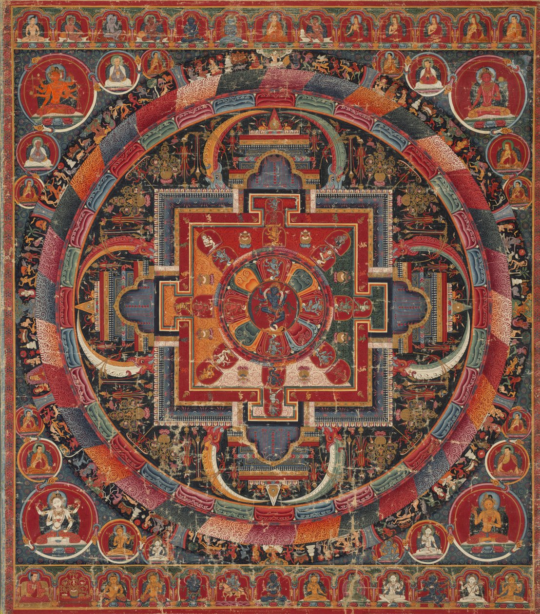 Drieëntwintig godheid Nairatma Mandala, ca. 1375 door Unbekannt
