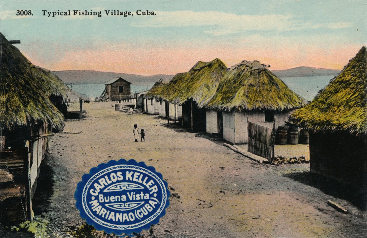 Typisch vissersdorp, Cuba, 1912 door Unbekannt