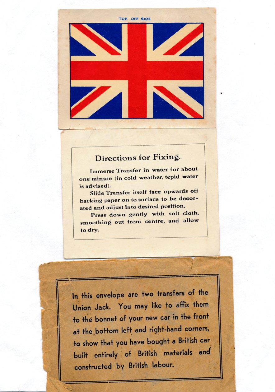 Union Jack auto transfers, ca. 1960s door Unbekannt