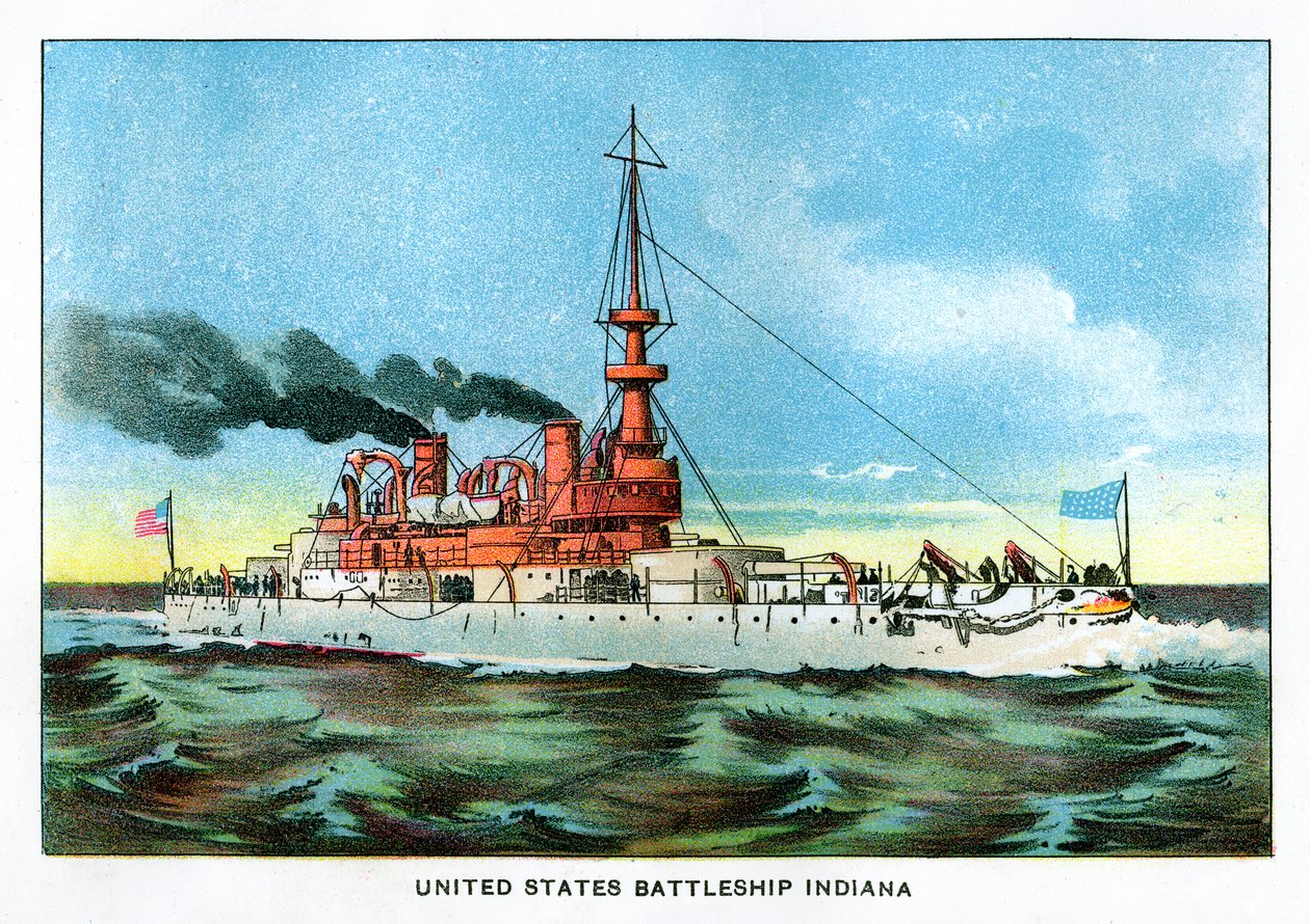 Amerikaans slagschip Indiana, ca. 1890 door Unbekannt