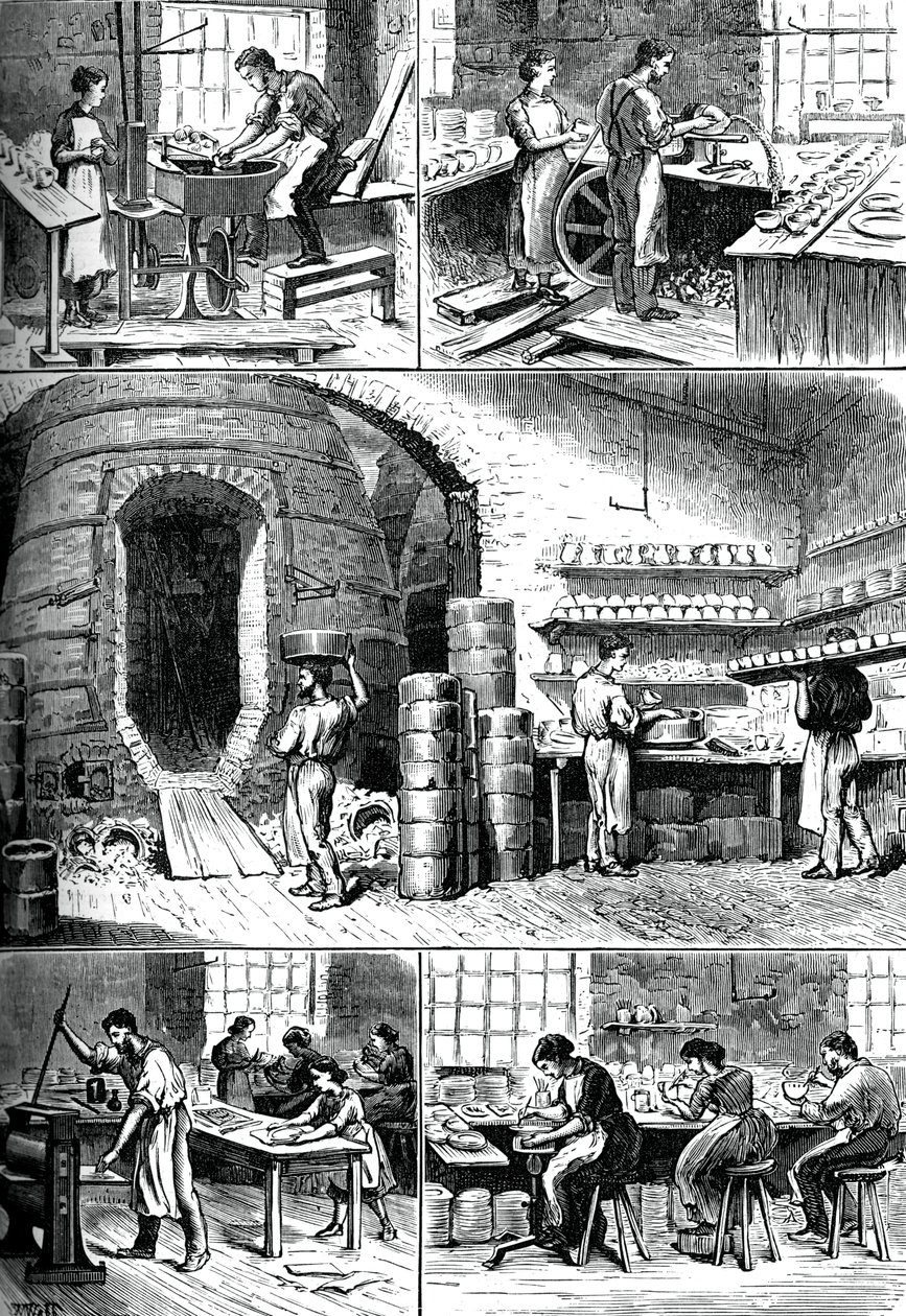 Verschillende aardewerkprocessen, ca. 1880 door Unbekannt