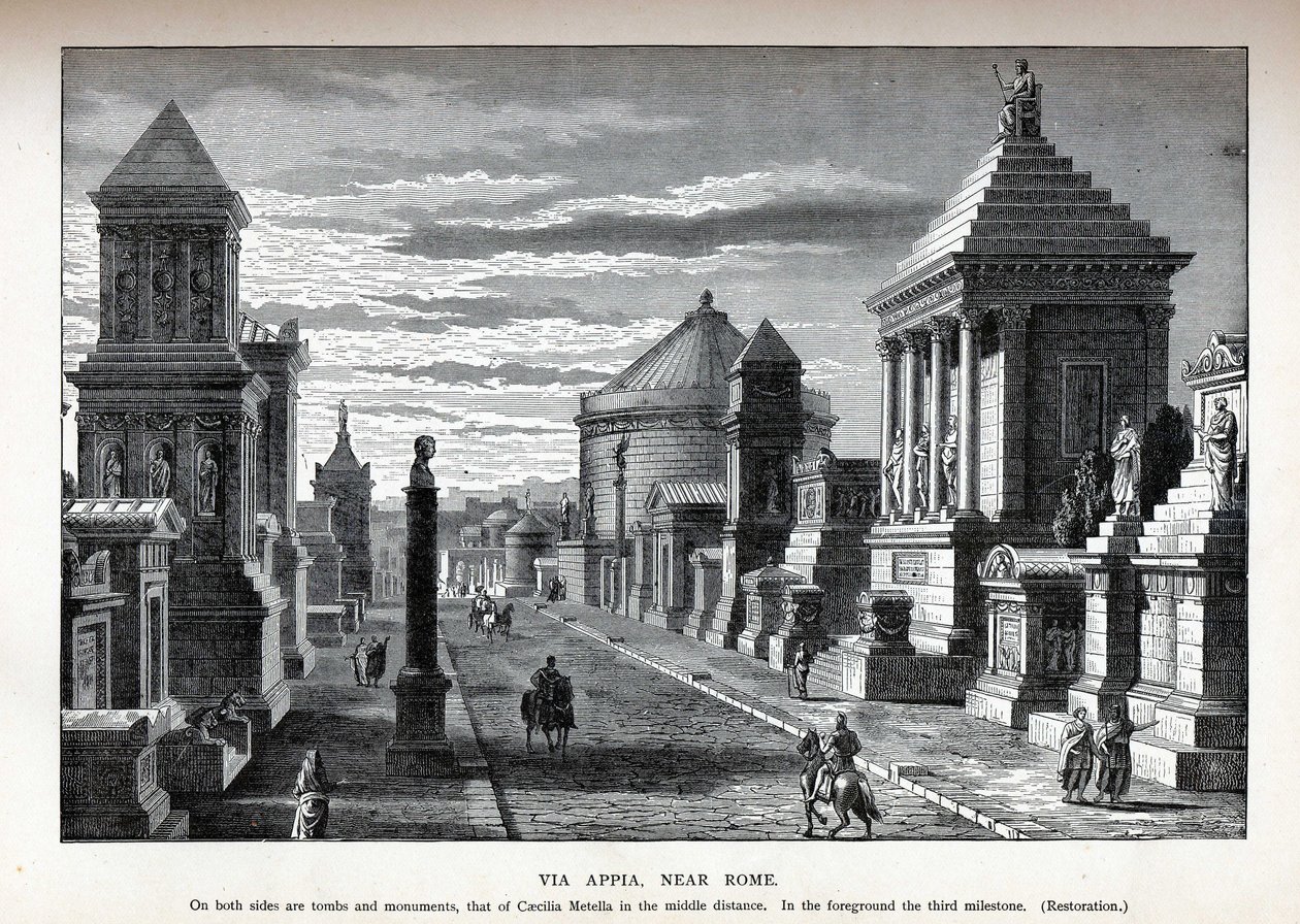 Via Appia bij Rome reconstructie, 1882 door Unbekannt