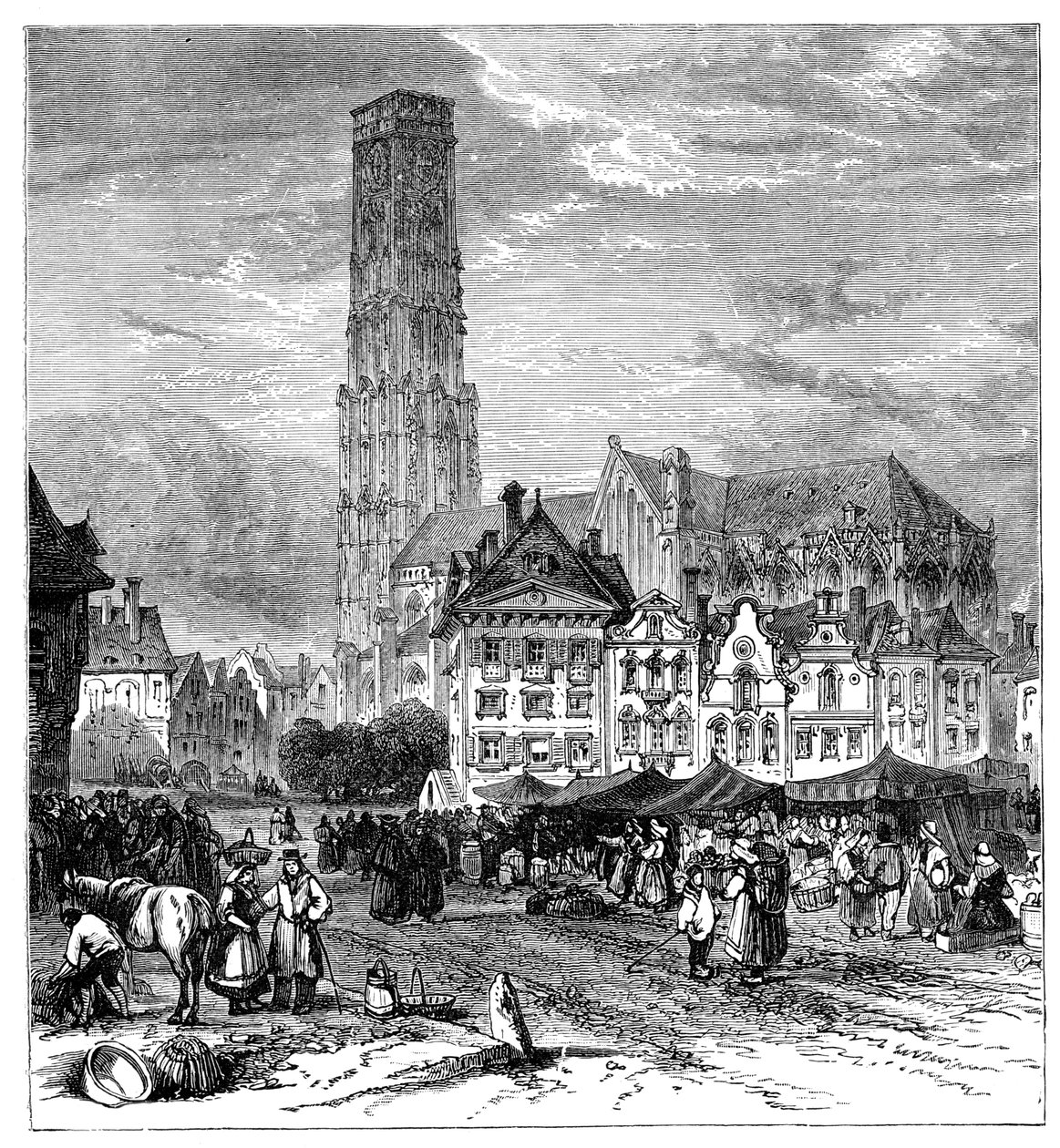 Uitzicht in Mechelen, België, 1900 door Unbekannt