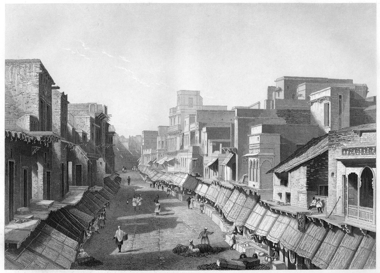 Uitzicht op de Hoofdstraat, Agra, ca. 1860 door Unbekannt
