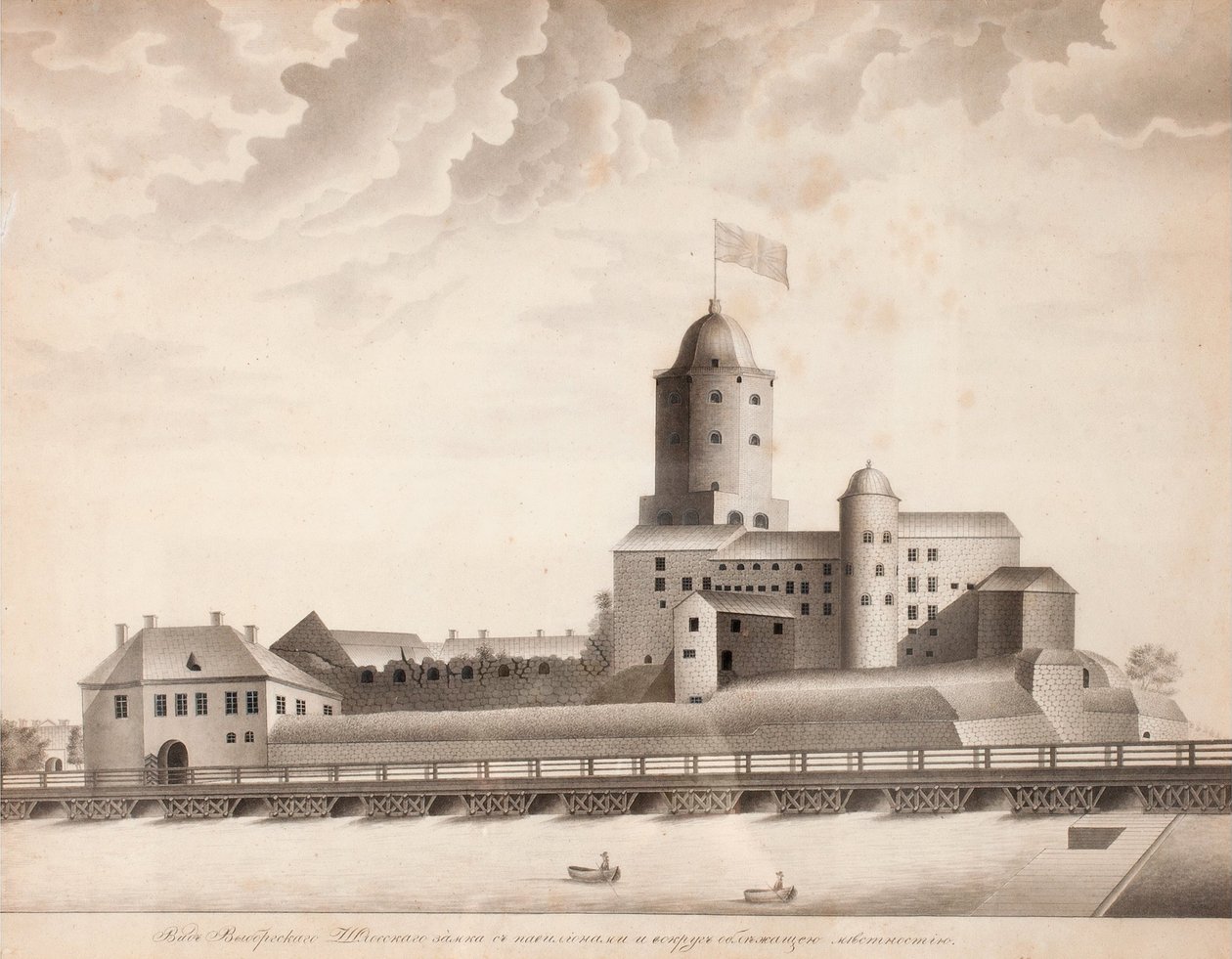 Uitzicht op het kasteel van Vyborg, ca. 1840 door Unbekannt