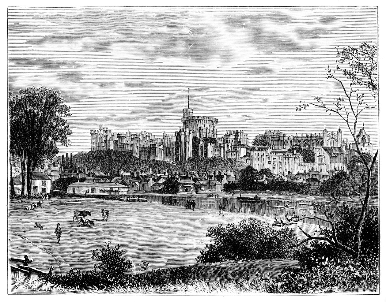 Windsor Castle vanaf Brocas Meadows door Unbekannt
