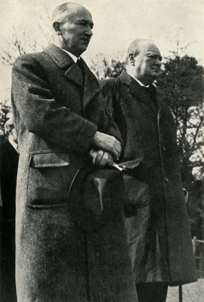 Winston Churchill en president Benes, ca. 1940s, 1947 door Unbekannt