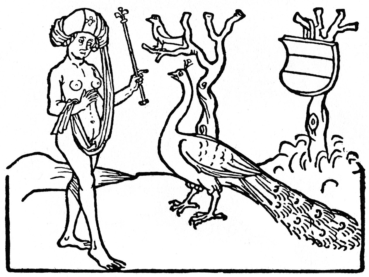 Vrouw en pauw, 1475 1964 door Unbekannt