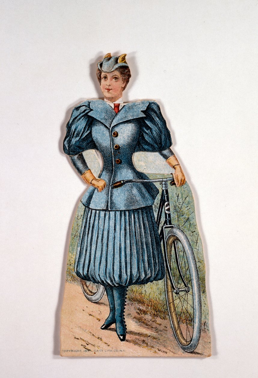 Vrouw in fietskleding, Amerikaans, ca. 1900 door Unbekannt