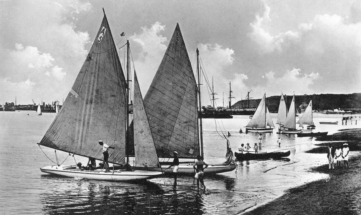 Zeilen in de baai, Durban, Zuid-Afrika door Unbekannt