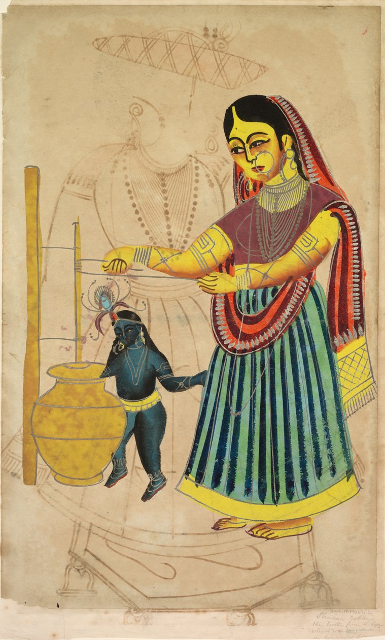 Yasoda die boter karnen, 1800s door Unbekannt