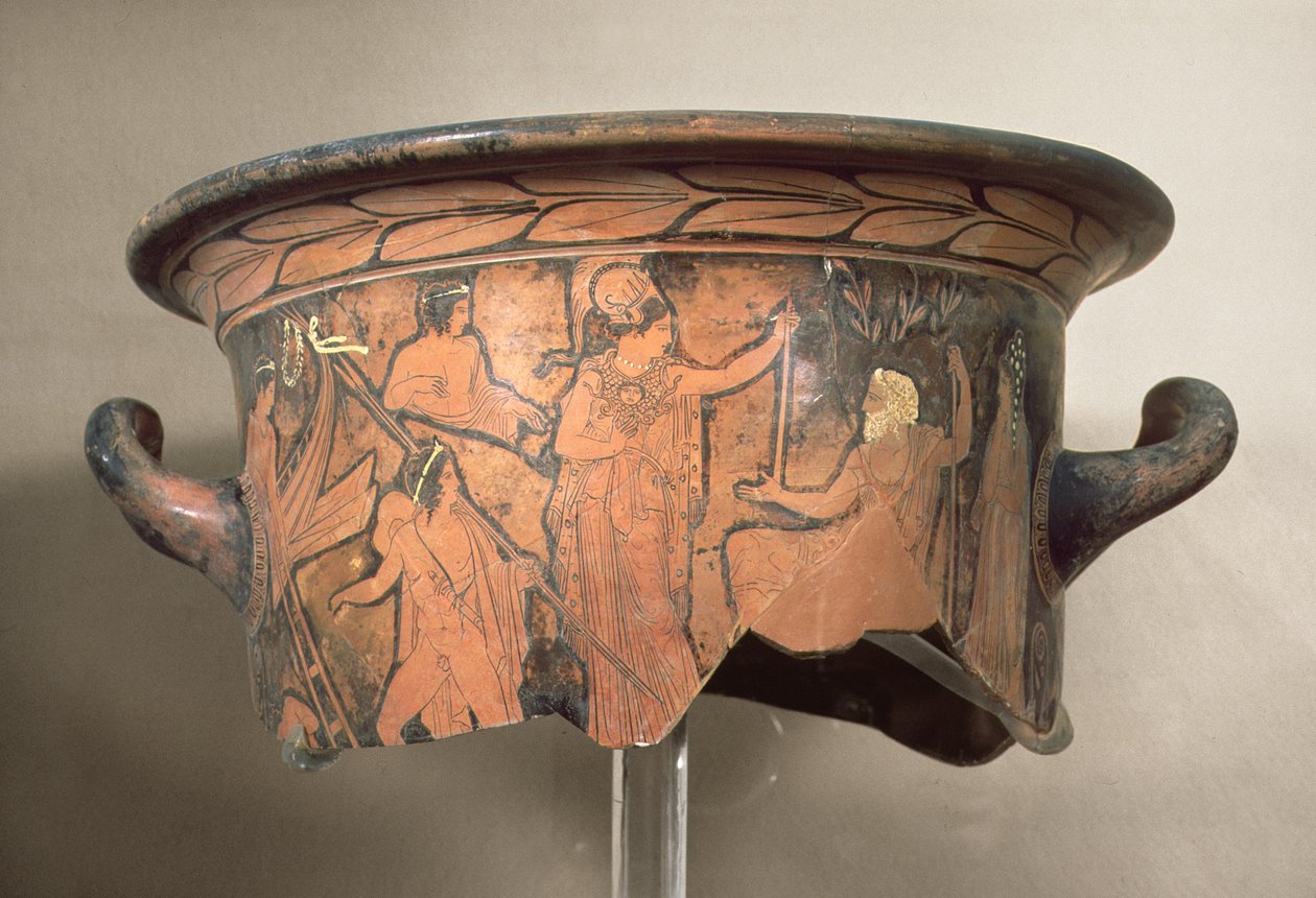 Zwartfigurige krater, 4e eeuw v.Chr. (fragment) door Unbekannt Unbekannt
