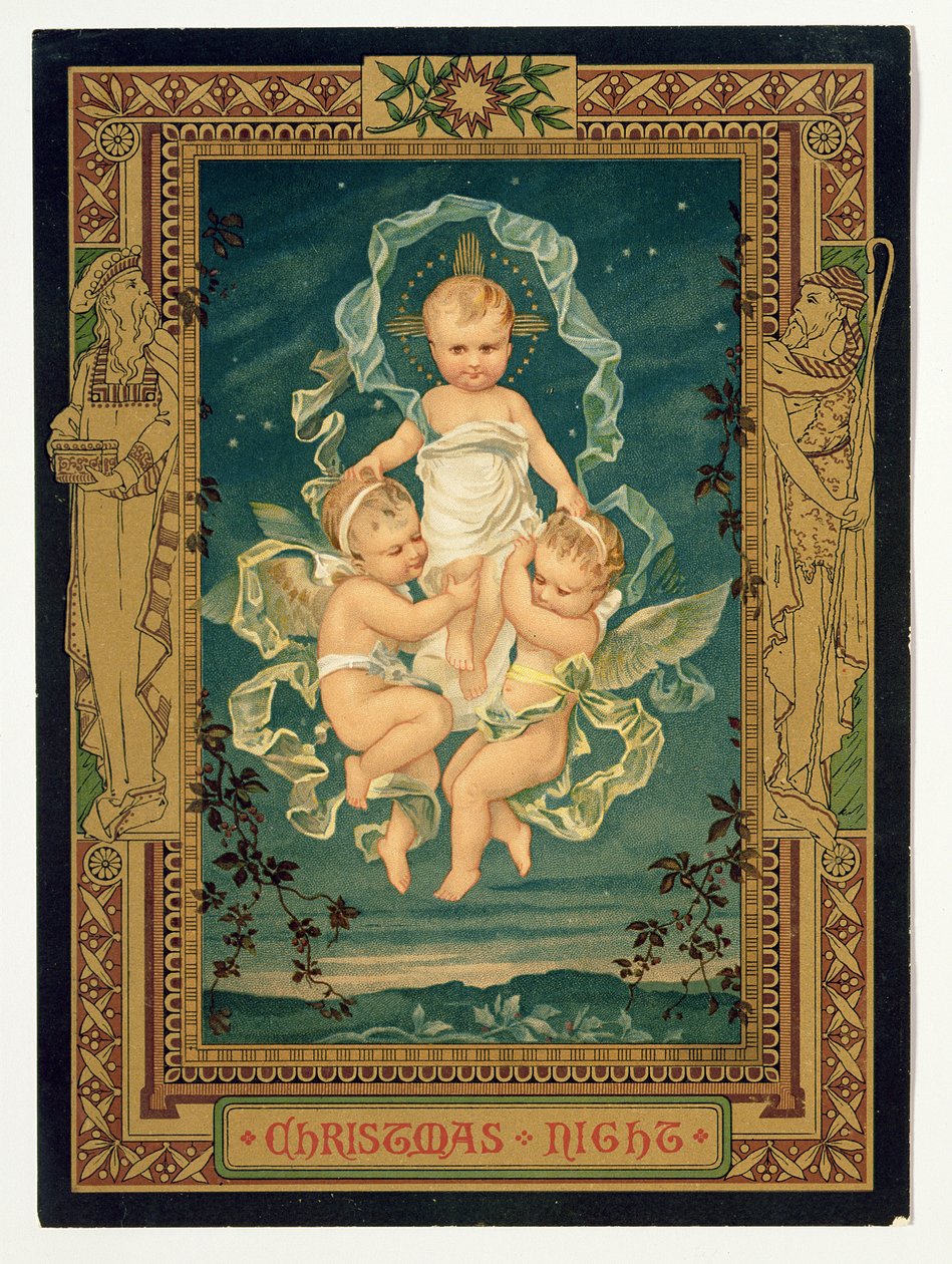 Kerstnacht, kerstkaart, 1880s door Unbekannt Unbekannt