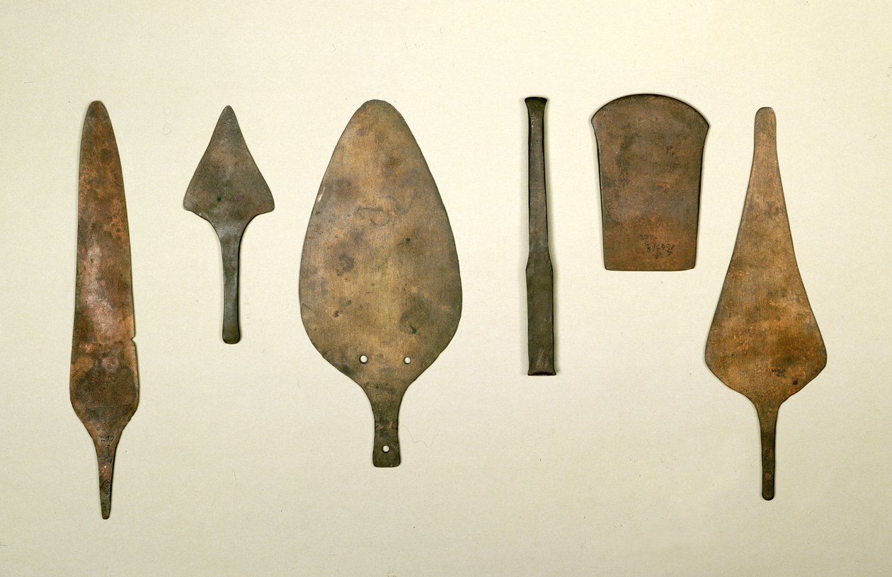 Koperen werktuigen, Harappa, 2300-1750 v.Chr. door Unbekannt Unbekannt