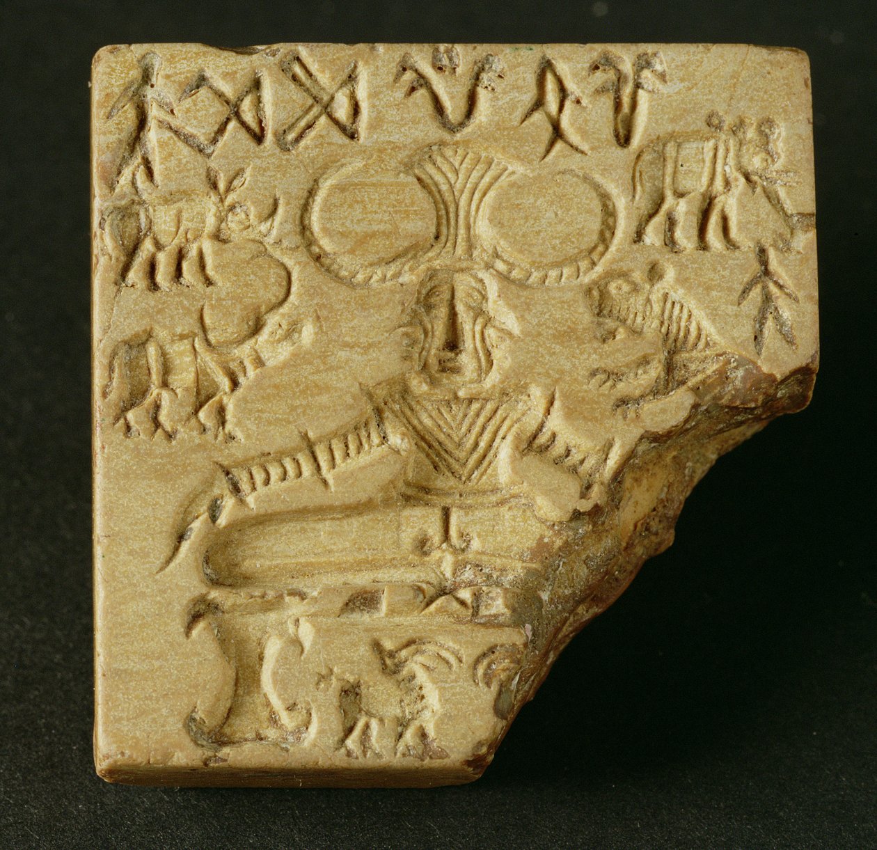 Steatiet Pasupati zegel, Mohenjodaro, 2300-1750 v.Chr. door Unbekannt Unbekannt