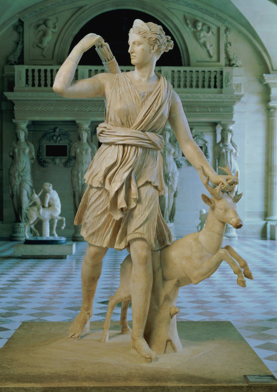 Artemis de Jageres, bekend als de Diana van Versailles, Romeinse kopie van een 2e eeuw v.Chr. aanpassing van een 4e eeuw v.Chr. origineel toegeschreven aan Leochares door Unbekannt Unbekannt