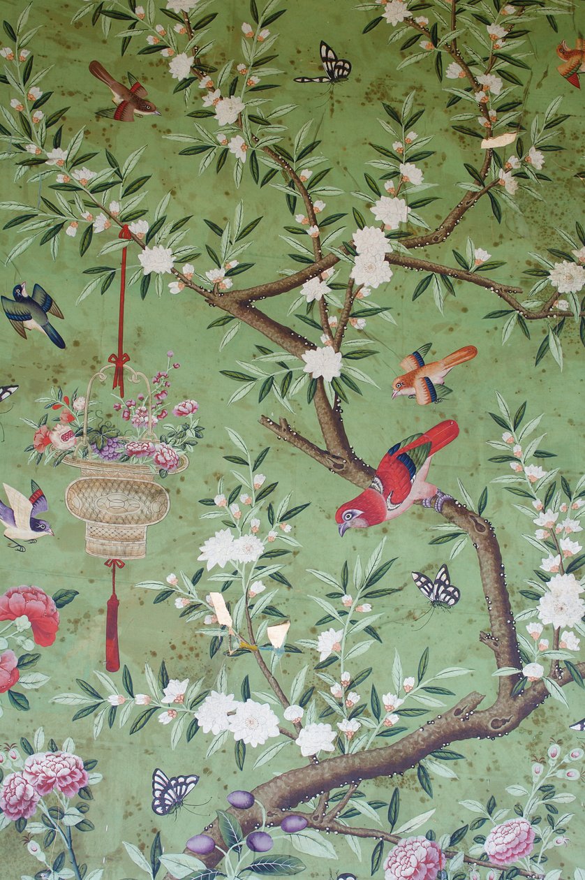 Detail van het behang in de Wellington Kamer door Unbekannt Unbekannt