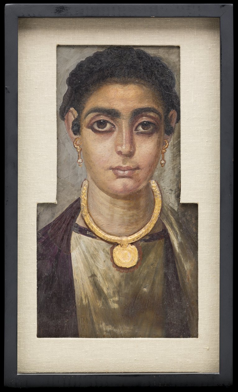 Mummieportret: Hoofd van een vrouw, Egyptisch, 130-160 AD door Unbekannt Unbekannt