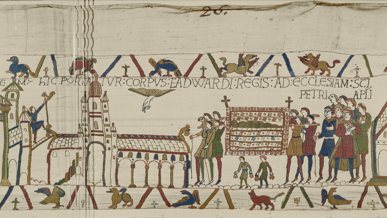 Het lichaam van Edward de Belijder wordt naar de kerk van St. Petrus de Apostel gedragen, Tapijt van Bayeux door Unbekannt Unbekannt