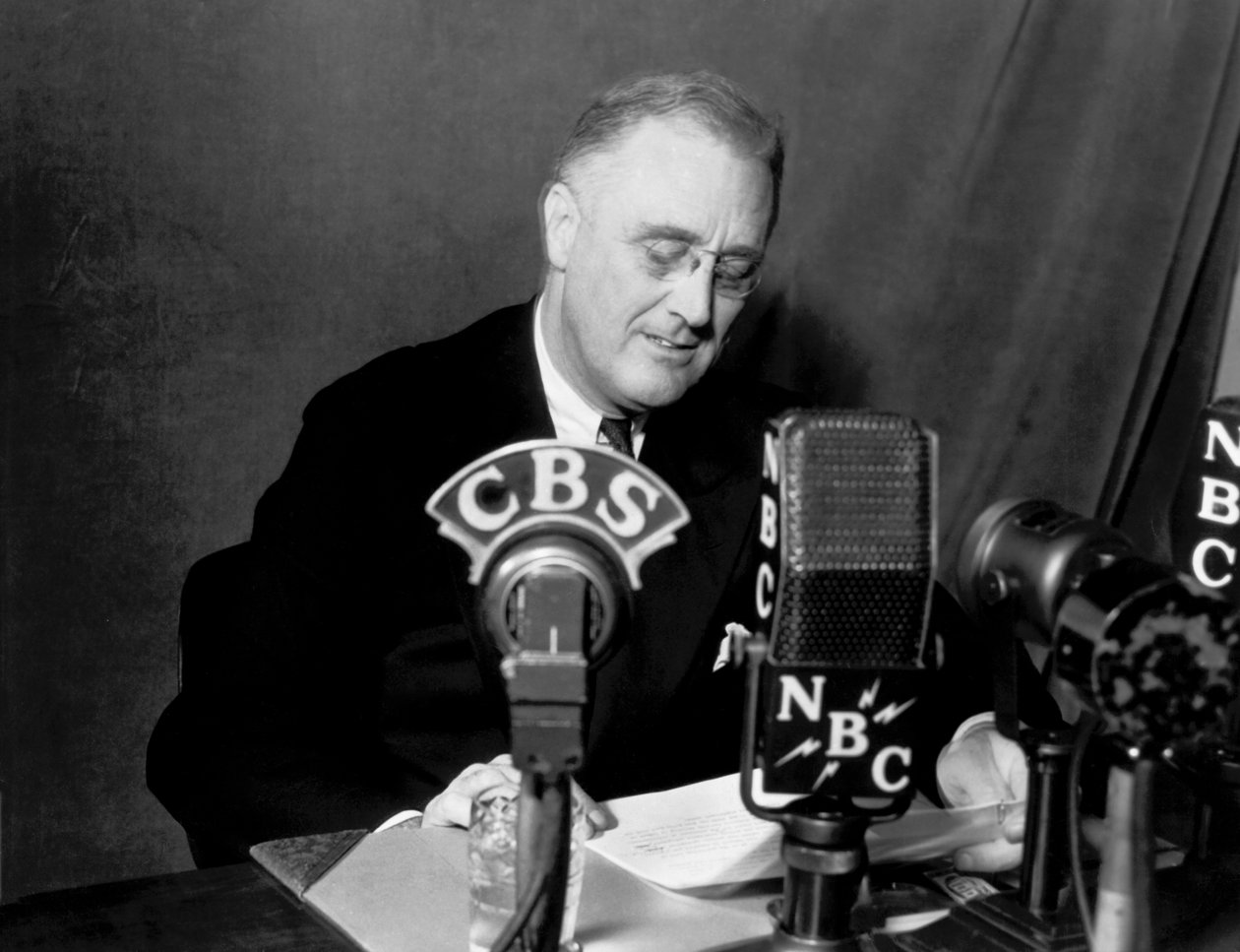 FDR spreekt over arbeidsstakingen door Unbekannt Unbekannt